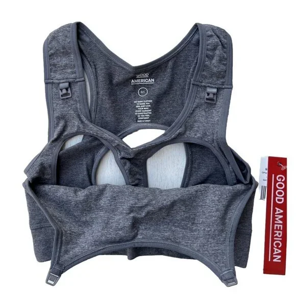 Good American Size 0/1 Maternity Seamless Nursing Bra XS/S Heather Grey - Picture 11 of 13
